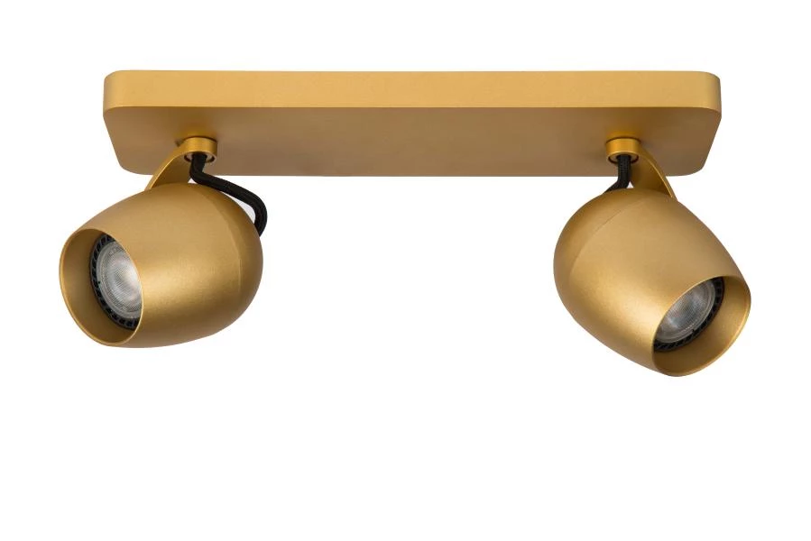 Lucide PRESTON - Ceiling spotlight - LED Dim to warm - GU10 - 2x5W 2200K/3000K - Matt Gold / Brass - turned off